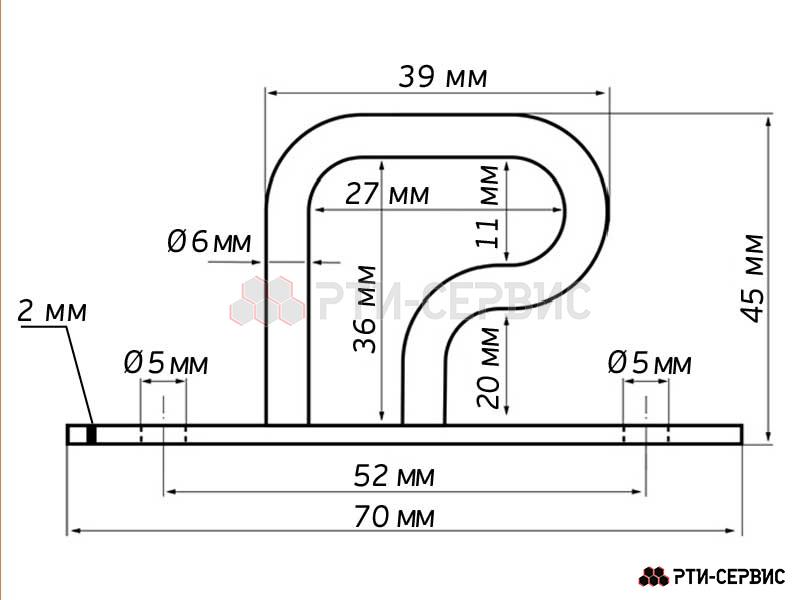 Скоба бортовая Г-образная, 39х45 мм, Zn (цинк) 20 шт. - фото 4